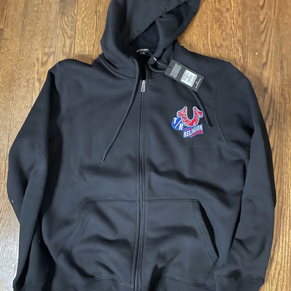 True Religion Black Zip-Up Hoodie